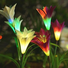 Spring Artificial Lily Solar Garden Stake Lights