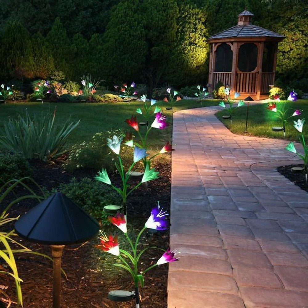 New-Upgraded Artificial Lily Solar Garden Stake Lights