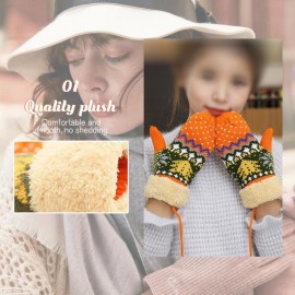 Plush knitted wool gloves
