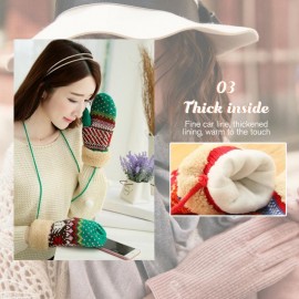 Plush knitted wool gloves