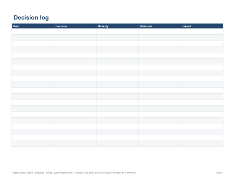 Preview of the first page of Decision log